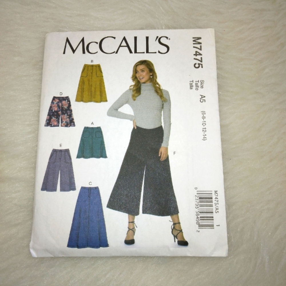 McCall's M7475 Sz 6-14 Misses Skirts Shorts Cullottes
